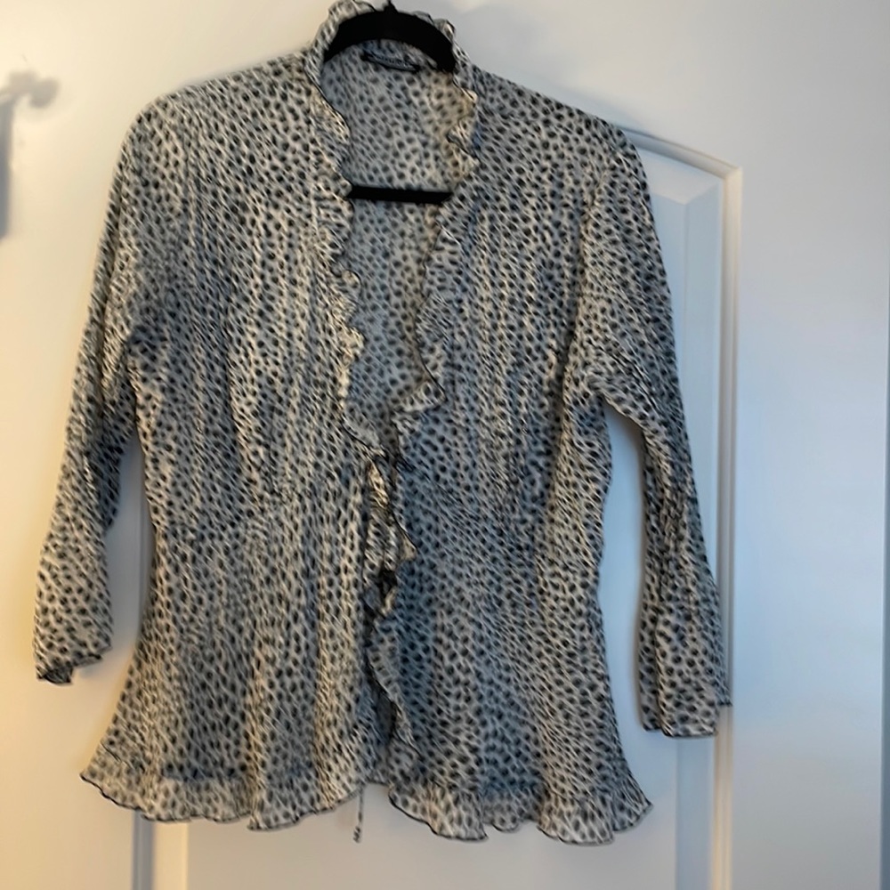 Notations.  Sheer Animal Print Shrug   Size: M/L.  Pic doesn’t do it justice.